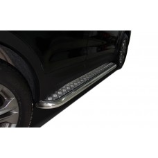 Пороги с площадкой алюминиевый лист 53 мм для Hyundai Santa Fe 2012-2015