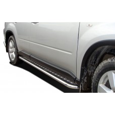 Пороги с площадкой алюминиевый лист 53 мм для Nissan X-Trail T31 2011-2015