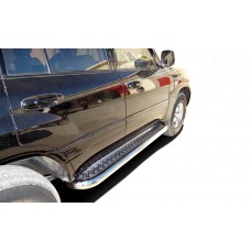 Пороги с площадкой алюминиевый лист 76 мм для Toyota Land Cruiser 100 1998-2007