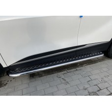 Пороги с площадкой алюминиевый лист 53 мм комплектация GT-Line для Kia Sportage 2021-2023