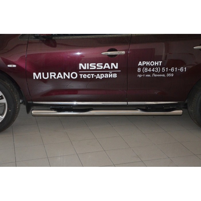 Пороги труба с проступью 76 мм для Nissan Murano Z52 2016-2022