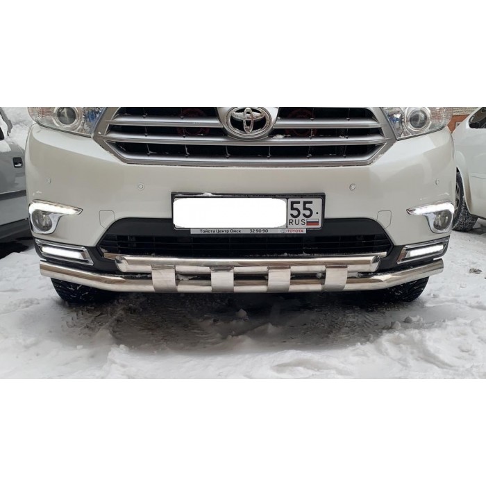 Защита передняя двойная с перемычками 60-60 мм для Toyota Highlander 2014-2016