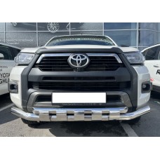Защита передняя двойная с перемычками 76-60 мм для Toyota Hilux Black Onyx 2020-2023