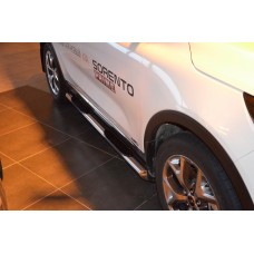 Пороги труба с проступью 76  мм для Kia Sorento Prime 2018-2020