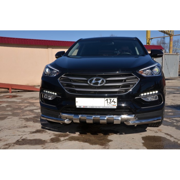 Защита передняя Shark 60 мм для Hyundai Santa Fe 2015-2018