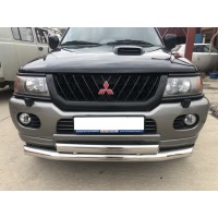 Защита передняя овальная двойная 76/75х42 мм для Mitsubishi Pajero Sport 1998-2007