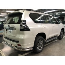 Защита заднего бампера с уголками 76-42 мм для Toyota Land Cruiser Prado 150 Style 2017-2020