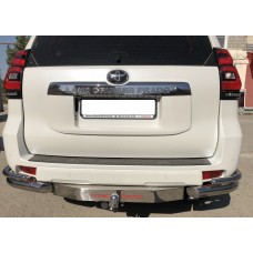 Защита задняя двойные уголки под фаркоп 76-42 мм для Toyota Land Cruiser Prado 150 2017-2020