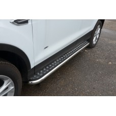 Пороги с площадкой алюминиевый лист 53 мм для Ford Kuga 2016-2019