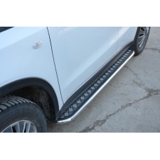 Пороги с площадкой алюминиевый лист 42 мм для Suzuki Vitara 2015-2023