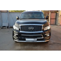 Защита переднего бампера 76 мм для Infiniti QX80 2014-2018