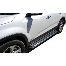Пороги с площадкой алюминиевый лист 53 мм для Kia Sorento 2012-2020