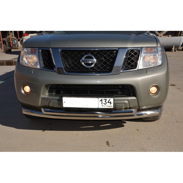 Защита передняя двойная 76-60 мм для Nissan Pathfinder 2010-2014