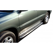 Пороги с площадкой алюминиевый лист 60 мм для Toyota Highlander 2001-2007