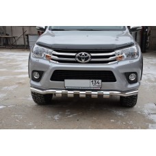 Защита переднего бампера волна с накладками 60 мм для Toyota Hilux 2015-2020