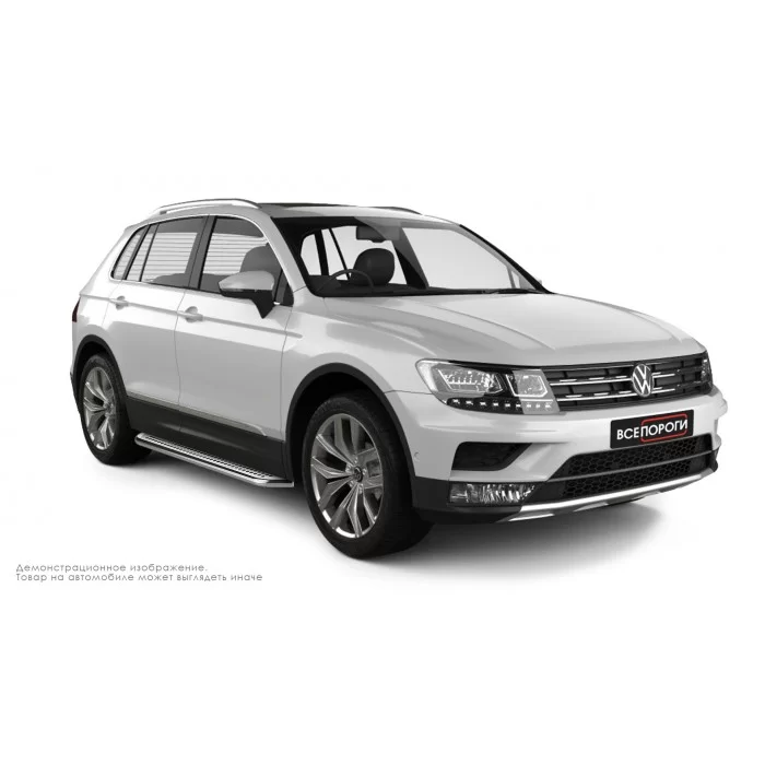 Пороги с площадкой нержавеющий лист с проступью для Volkswagen Tiguan 2016-2020