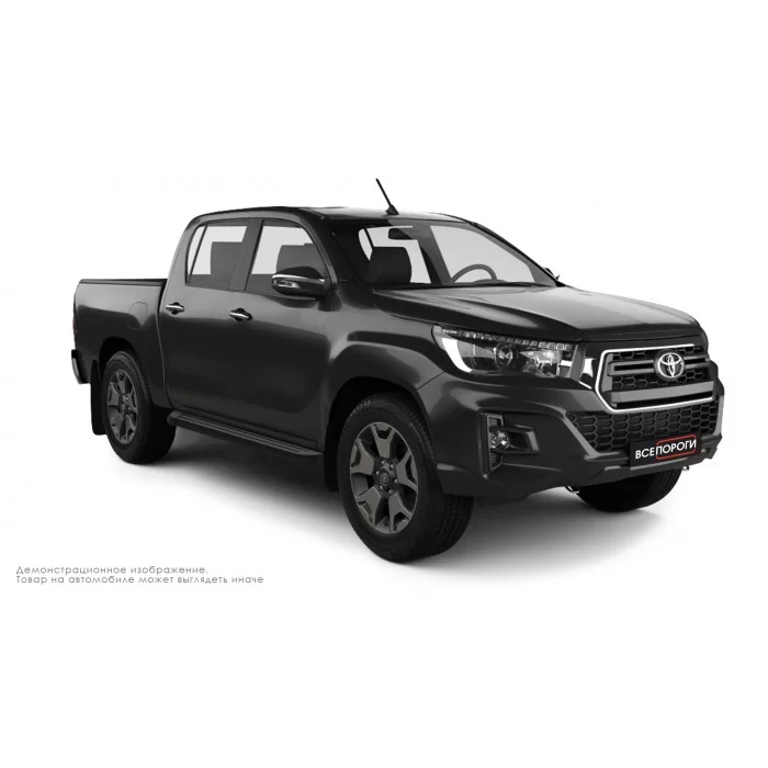 Пороги алюминиевые чёрные для Toyota Hilux 2020-2024