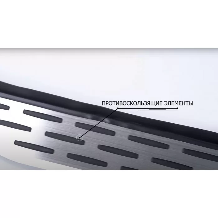 Пороги алюминиевые с нержавеющей площадкой для Opel Antara 2010-2018