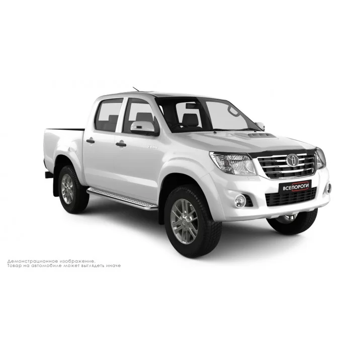 Пороги с площадкой нержавеющий лист с проступью для Toyota Hilux 2011-2015