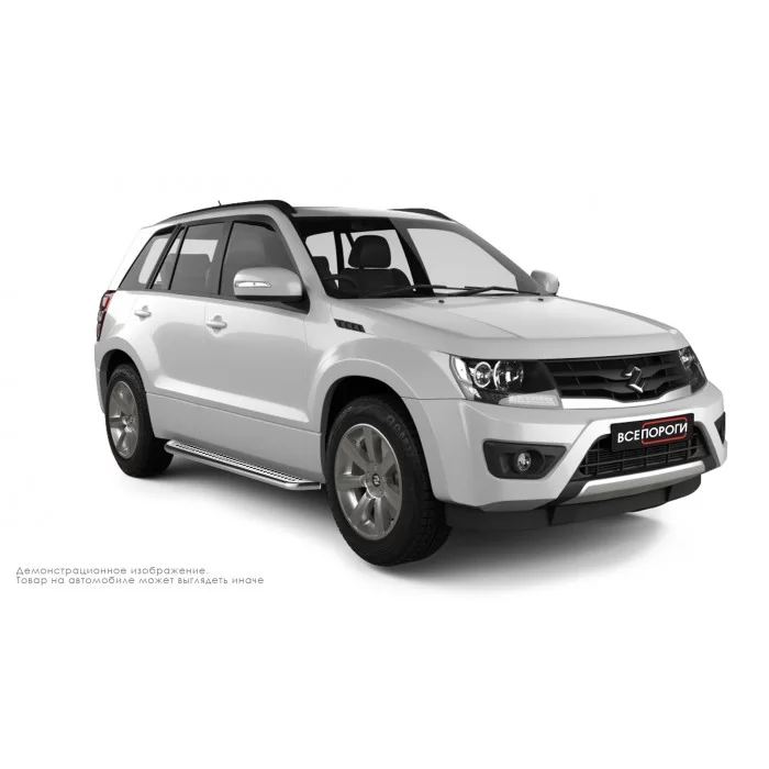 Пороги с площадкой нержавеющий лист с проступью для Suzuki Grand Vitara 2012-2015