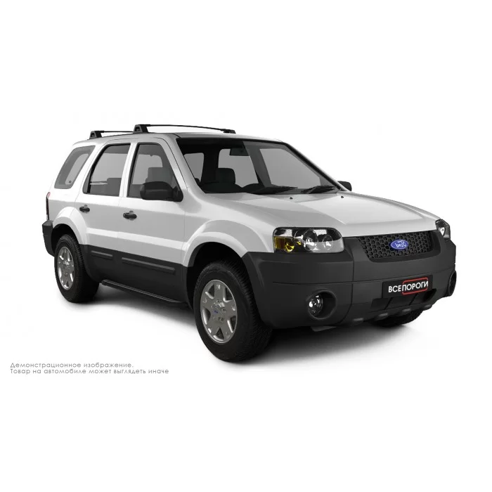 Пороги алюминиевые чёрные для Ford Escape 2000-2007