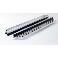 Пороги алюминиевые с нержавеющей площадкой для Toyota Fortuner 2005-2015