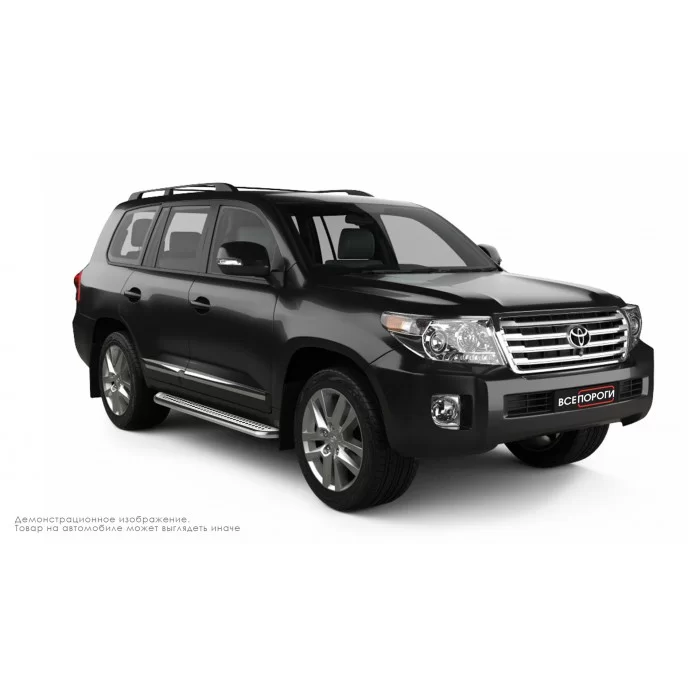 Пороги с площадкой нержавеющий лист с проступью для Toyota Land Cruiser 200 Executive 2016-2021