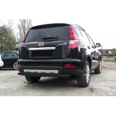 Защита заднего бампера двойная 57-42 мм радиусная серебристая для Geely Emgrand X7 2016-2018