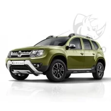 Пороги труба с накладками 76 мм черная сталь вариант 2 A Black Rhino для Renault Duster 2015-2021