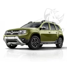 Пороги труба с накладками 76 мм серая сталь вариант 2 A Black Rhino для Renault Duster 2015-2021