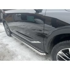 Пороги с площадкой алюминиевый лист 53 мм для GAC GS8 2023-2024