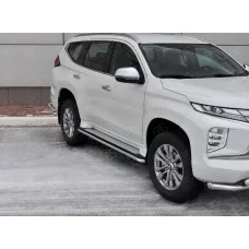 Защита штатного порога 42 мм для Mitsubishi Pajero Sport 2021-2024