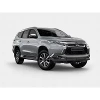 Защита передняя двойная 57-46 мм чёрная для Mitsubishi Pajero Sport 2016-2021