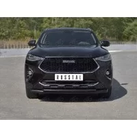 Защита передняя двойная 57-42 мм чёрная на 4WD для Haval F7 2019-2024