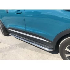 Пороги с площадкой алюминиевый лист 53 мм для Chery Tiggo 7 Pro Max 2022-2024