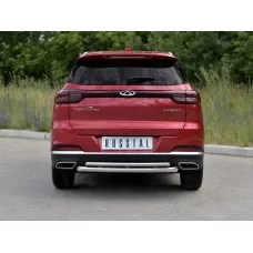 Защита заднего бампера двойная 57-42 мм для Chery Tiggo 7 Pro 2020-2024