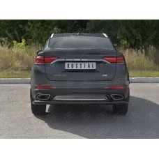 Защита заднего бампера 57 мм чёрная для Geely Tugella 2020-2024