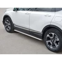 Пороги с площадкой нержавеющий лист 42 мм для Honda CR-V 2017-2024