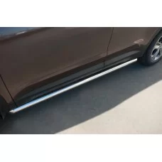 Пороги труба 57 мм вариант 3 для Hyundai Santa Fe Grand 2014-2018