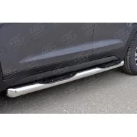 Пороги труба с накладками 76 мм вариант 1 для Hyundai Tucson 2015-2021