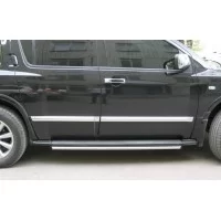 Пороги труба 42 мм по дверям вариант 1 для Infiniti QX56 2004-2010