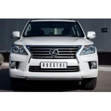 Защита передняя 75х42 мм овал короткая для Lexus LX-570 2012-2015