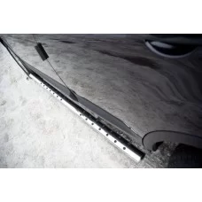 Пороги труба овальная с проступью 75х42 мм для Nissan Qashqai 2010-2014