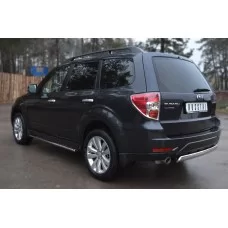 Защита заднего бампера овальная 75х42 мм для Subaru Forester SH 2008-2013