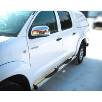 Пороги труба d 76 с накладками вариант 2 для Toyota Hilux 2008-2015