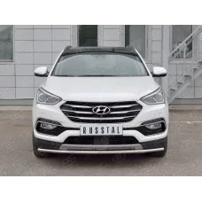 Защита переднего бампера 42 мм для Hyundai Santa Fe 2015-2018