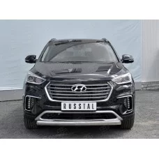 Защита передняя овальная 75х42 мм для Hyundai Santa Fe Grand 2016-2018