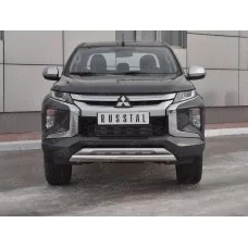 Защита передняя овальная 75х42 мм для Mitsubishi L200 2019-2024
