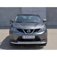 Защита передняя двойная 57-42 мм для Nissan Qashqai (СПБ) 2015-2019