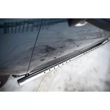 Пороги труба овальная с проступью 75х42 мм для Peugeot 3008 2009-2014